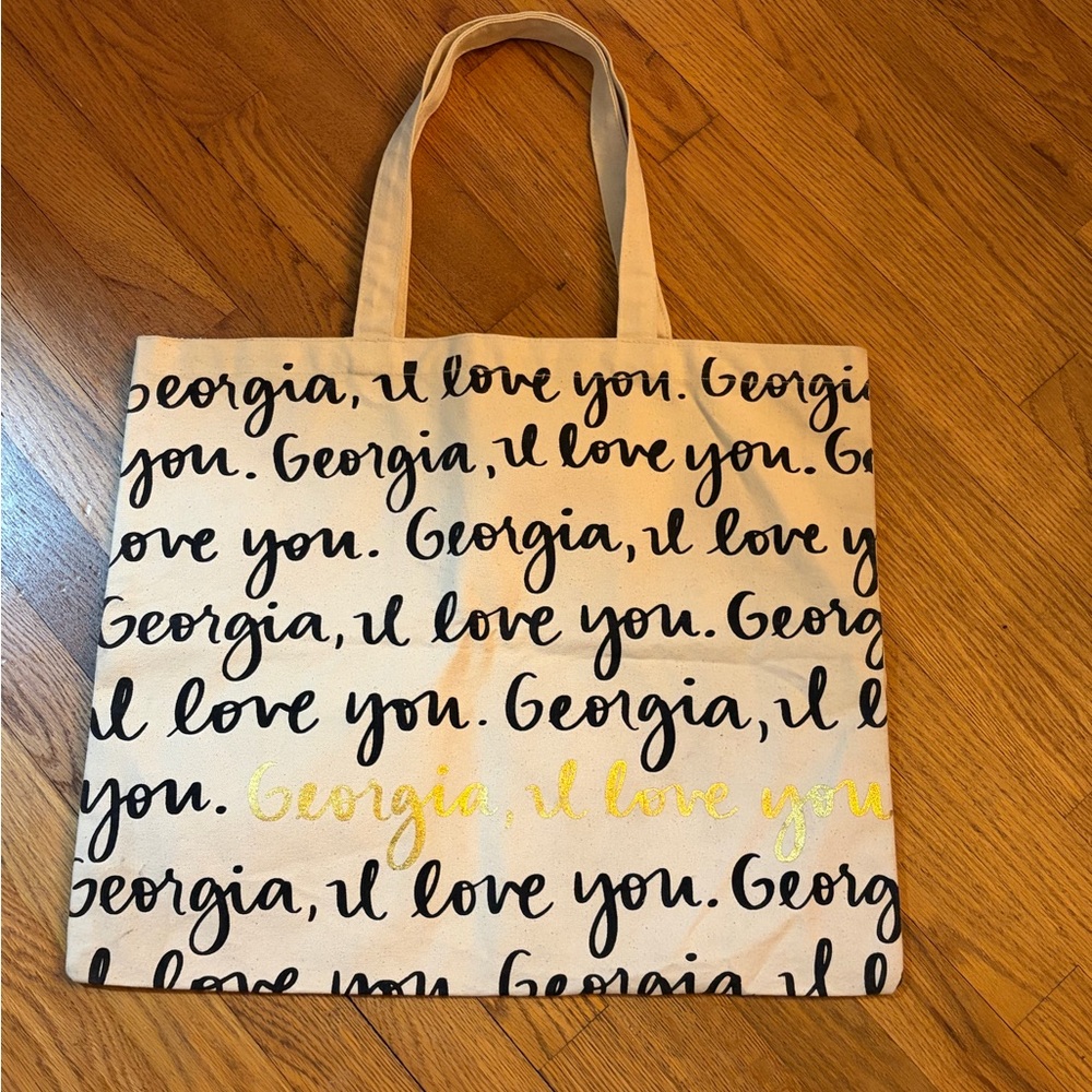 New Large “I Love You, Georgia” beige canvas tote